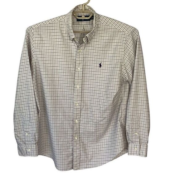 Ralph Lauren Long Sleeve Button Down Shirt Men’s Large Blue White Plaid - Picture 2 of 6